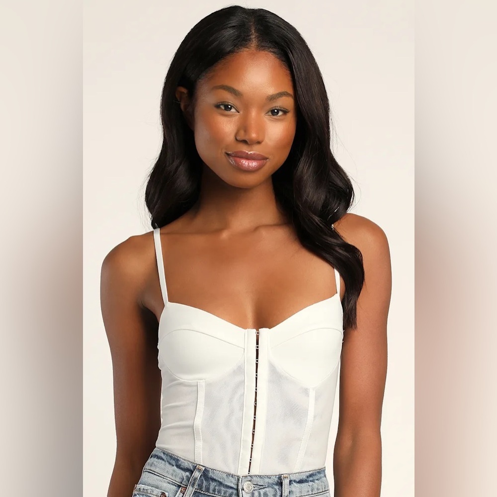 Free People| ‘Night Rhythm’ Corset Bodysuit (Ivory/White)